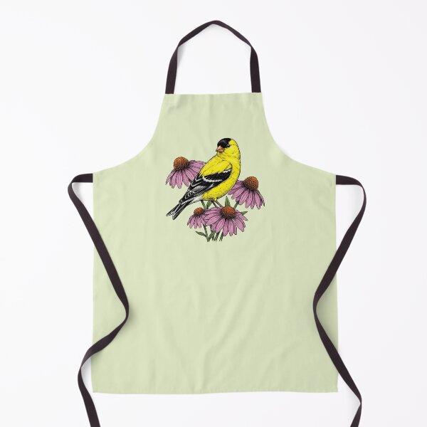 Item preview, American Goldfinch Over the Shoulder Pose on Pink Coneflowers designed and sold by BirdsnStuff.