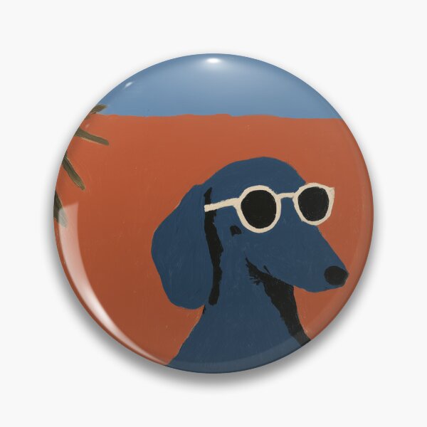 Item preview, Dachshund in Sunglasses with Spritz – Warm Tones Illustrated Dog Art Print designed and sold by hub..