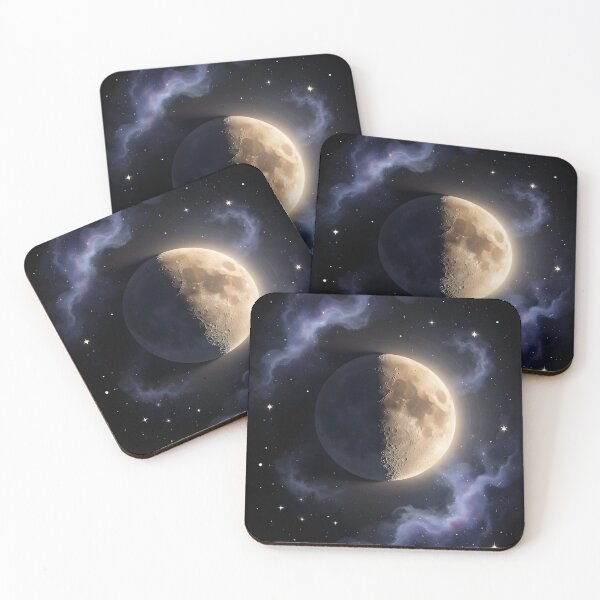 Item preview, First Quarter Moon with Nebula designed and sold by LunarVault.