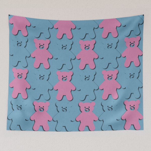 Item preview, Pink and Blue Teddy Bear Pattern Design designed and sold by IntelliMindDesigns.