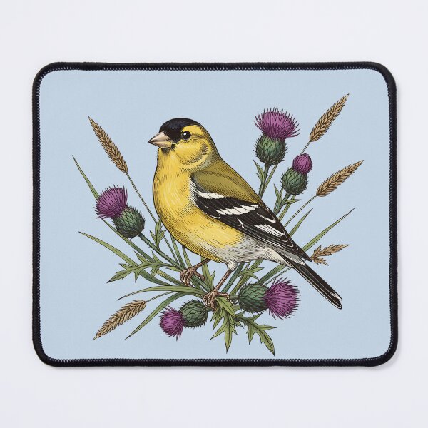 Item preview, American Goldfinch Among Blooming Purple Thistle designed and sold by BirdsnStuff.