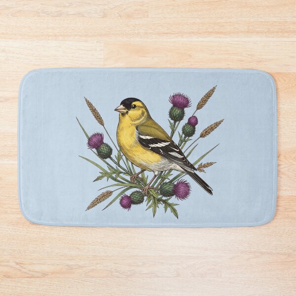 Item preview, American Goldfinch Among Blooming Purple Thistle designed and sold by BirdsnStuff.