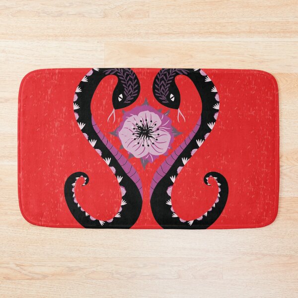 Item preview, cute illustrated snake couple on red background designed and sold by Marie Friddle.