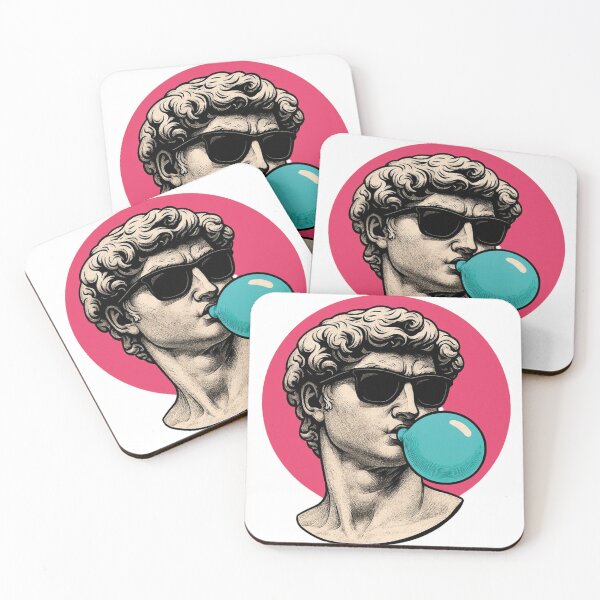 Item preview, Vaporwave David Statue with Blue Bubblegum - Aesthetic Pop Art designed and sold by Native-Grid.