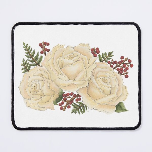 Item preview, White roses and red berries Christmas Flowers designed and sold by NaughtyFlorals.