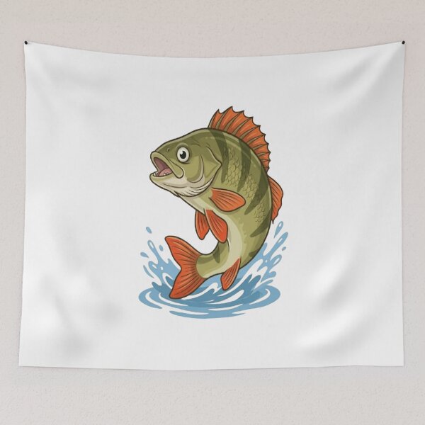 Item preview, European Perch Classic Cartoon - Vibrant Fishing Art designed and sold by ClaussShop.