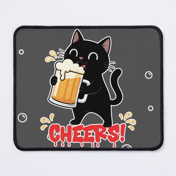 Item preview, Cheers! Black Cat Drinking Beer Cartoon designed and sold by Taridesign.