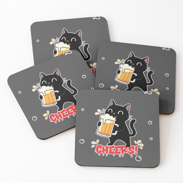 Item preview, Cheers! Black Cat Drinking Beer Cartoon designed and sold by Taridesign.