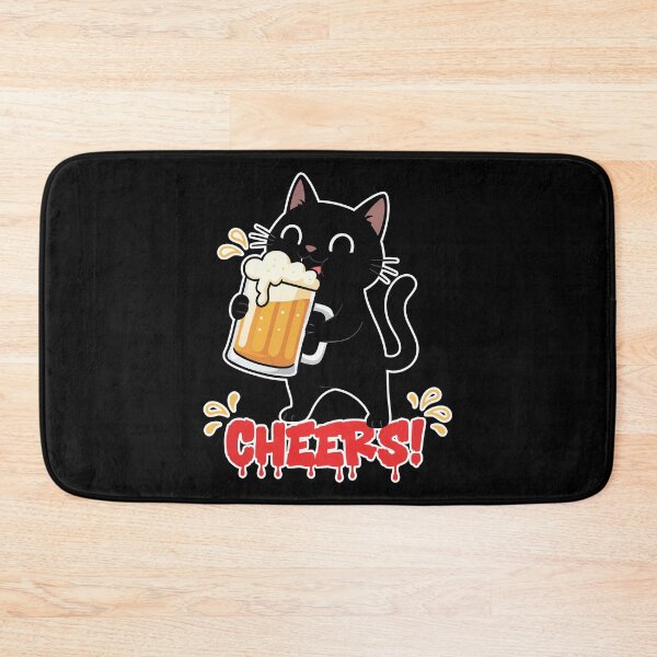 Item preview, Cheers! Black Cat Drinking Beer Cartoon designed and sold by Taridesign.