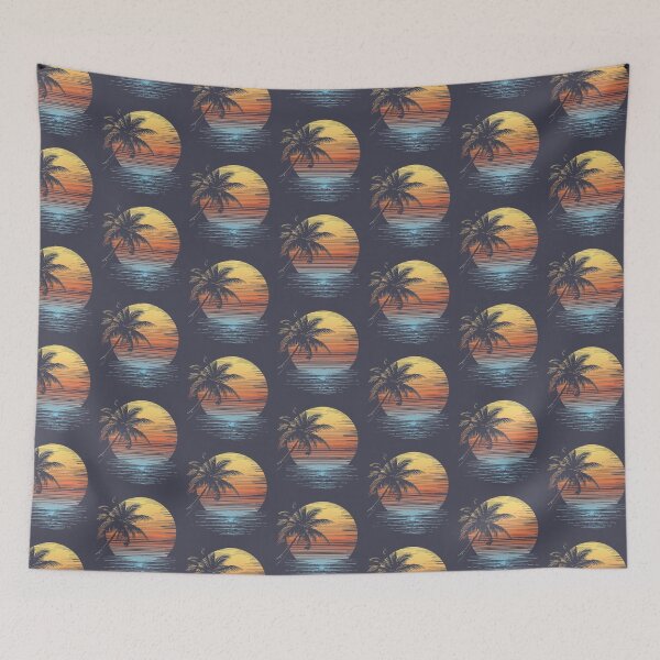 Item preview, Retro Tropical Sunset Palm Tree – Vintage Beach Ocean Silhouette Design designed and sold by MWSailingClub.