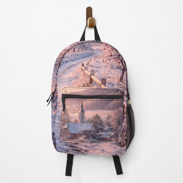 Item preview, Snowy Countryside Village at Sunrise designed and sold by Yomere.