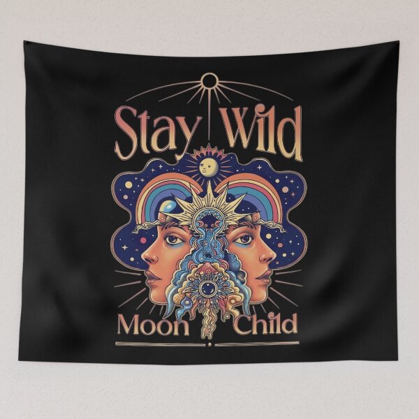 Item preview, Stay Wild Moon Child - Celestial Psychedelic Face Art designed and sold by MOFAPPAREL.