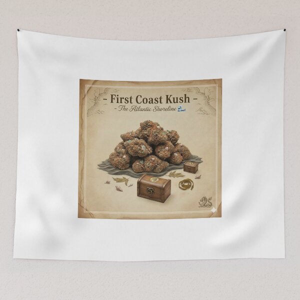 Item preview, FIRST COAST KUSH: THE COASTAL TITAN | VINTAGE BOTANICAL ARCHIVE POSTER designed and sold by The Cannabis Chronicles.