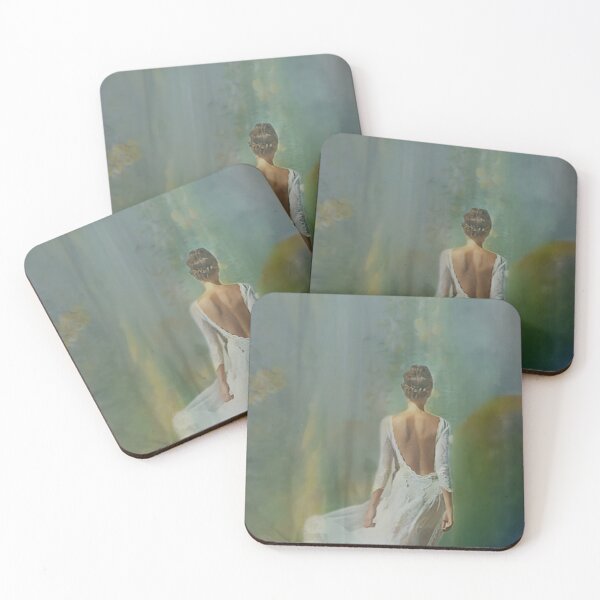 Item preview, Woman Walking Away in Soft Misty Garden designed and sold by ArtbyValks.