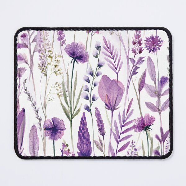 Item preview, WILDFLOWERS lavender pastel purple, sage green leafy botanicals watercolor leaves painting spring theme on white background designed and sold by navitalidesign.