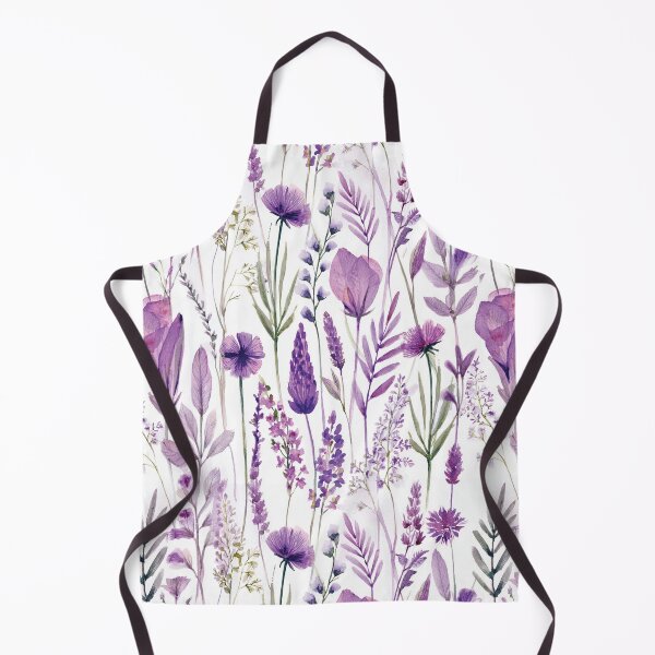 Item preview, WILDFLOWERS lavender pastel purple, sage green leafy botanicals watercolor leaves painting spring theme on white background designed and sold by navitalidesign.