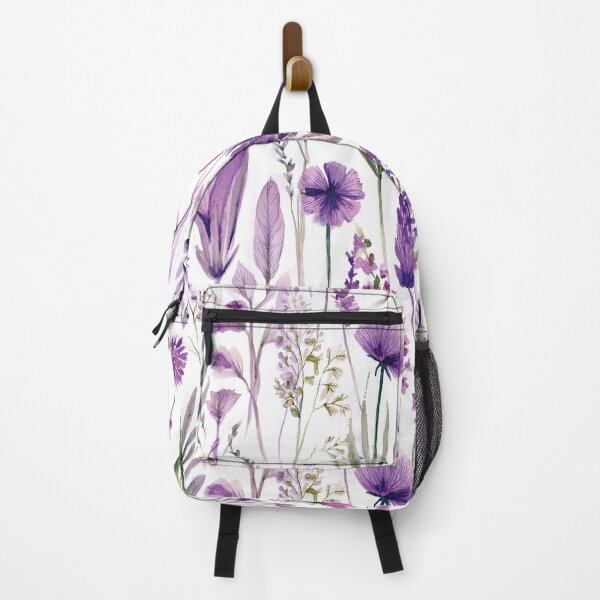 Item preview, WILDFLOWERS lavender pastel purple, sage green leafy botanicals watercolor leaves painting spring theme on white background designed and sold by navitalidesign.