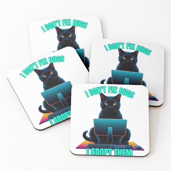 Item preview, Funny Programmer Cat Shirt – I Don't Fix Bugs I Adopt Them – Coding Meme Design designed and sold by PixelClaw.