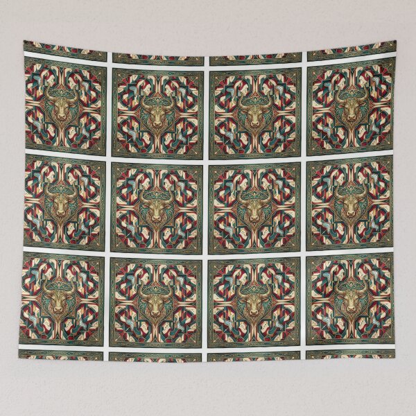 Item preview, Taurus. Zodiac sign Taurus. Gold, blue, red. Abstraction. designed and sold by Natalia-Vlad.