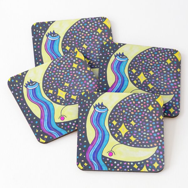 Item preview, Trippy Crescent Moon Crying Rainbow Tears designed and sold by artbyalette.