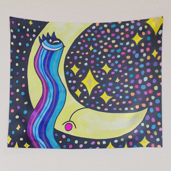 Item preview, Trippy Crescent Moon Crying Rainbow Tears designed and sold by artbyalette.