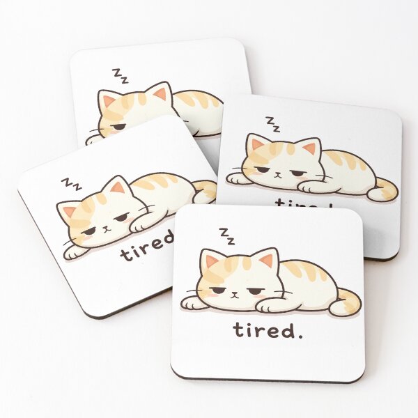 Item preview, Tired Cat Cute Funny Sticker designed and sold by Mister Y ART.