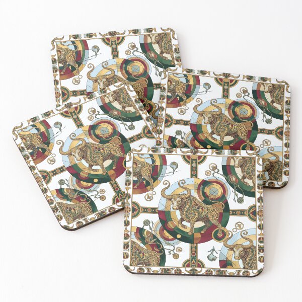 Item preview, Taurus. Zodiac sign Taurus. Gold, blue, red. Abstraction. designed and sold by Natalia-Vlad.