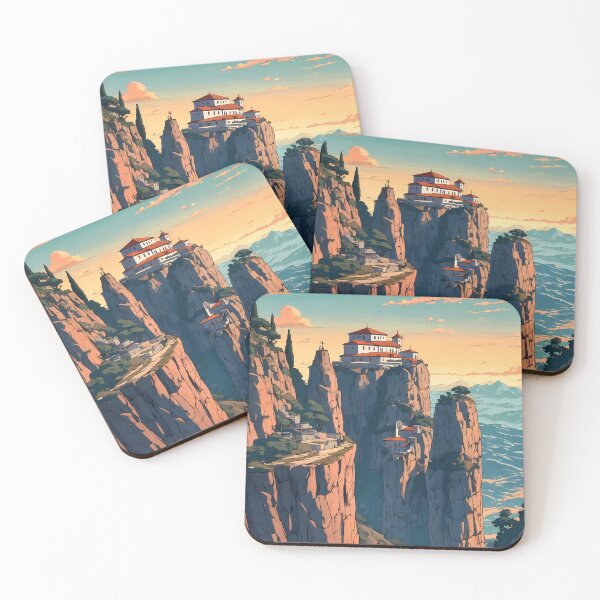 Item preview, Meteora Monasteries Greece Retro Anime Landscape Travel Poster Vintage 80s Style designed and sold by JacksoonLester.