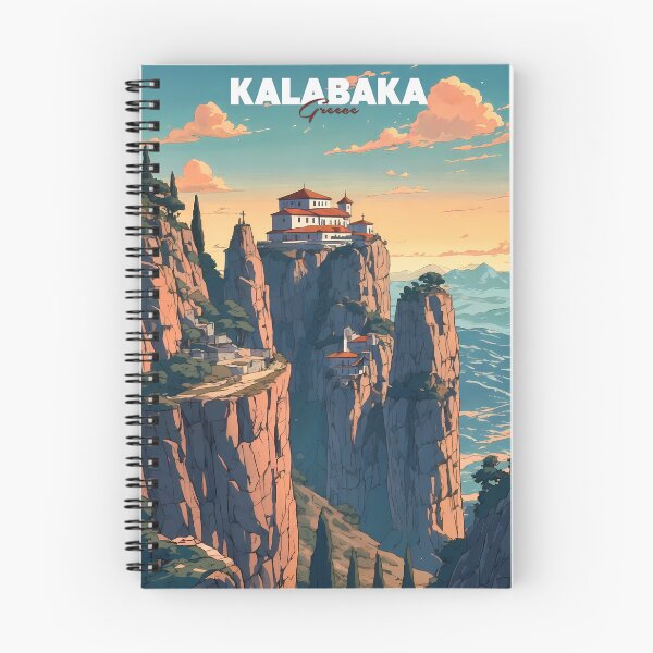 Item preview, Meteora Monasteries Greece Retro Anime Landscape Travel Poster Vintage 80s Style designed and sold by JacksoonLester.