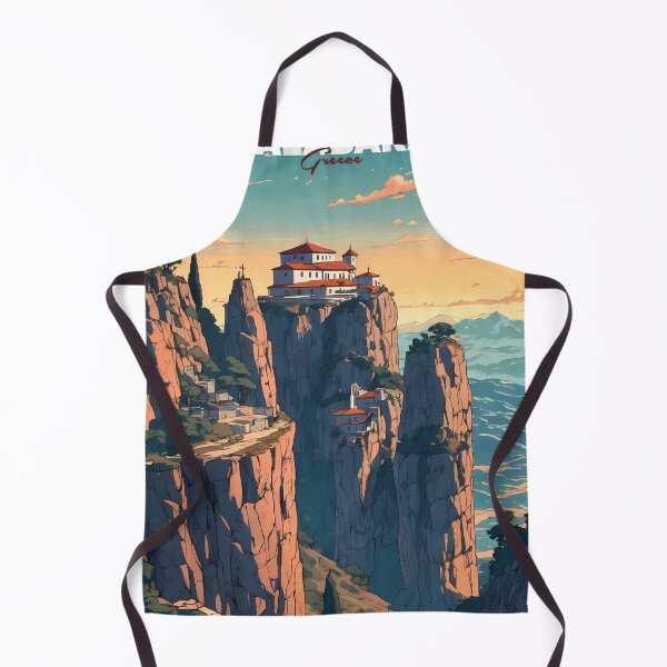 Item preview, Meteora Monasteries Greece Retro Anime Landscape Travel Poster Vintage 80s Style designed and sold by JacksoonLester.