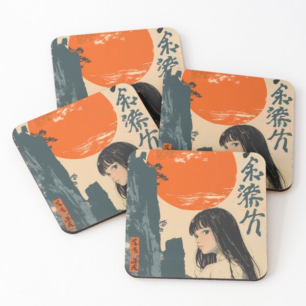 Item preview, Meteora Greece Japanese Retro Travel Poster with Anime Girl Kalabaka Monasteries designed and sold by JacksoonLester.