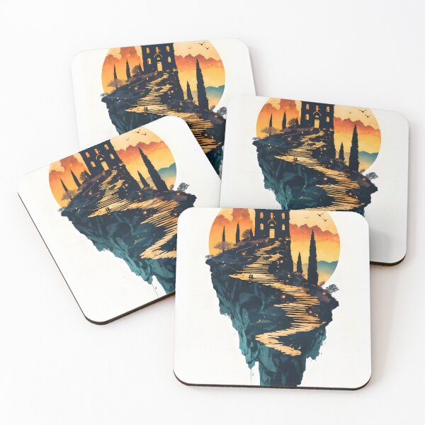 Item preview, Meteora Monasteries Greece Negative Space Landscape Artistic Travel Illustration designed and sold by JacksoonLester.