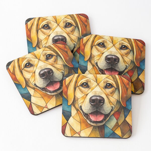 Item preview, Cubist Yellow Labrador Portrait – Geometric Dog Art Print designed and sold by GMACgraphicsCo.