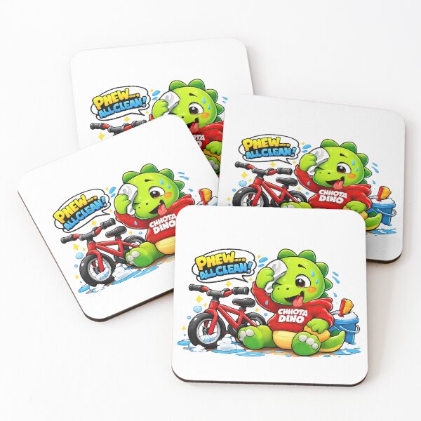 Item preview, Cute Chubby Dino Cleaning Bicycle Cartoon Design designed and sold by MeeraArts&Crafts.