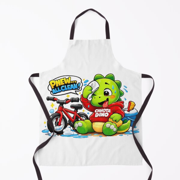 Item preview, Cute Chubby Dino Cleaning Bicycle Cartoon Design designed and sold by MeeraArts&Crafts.