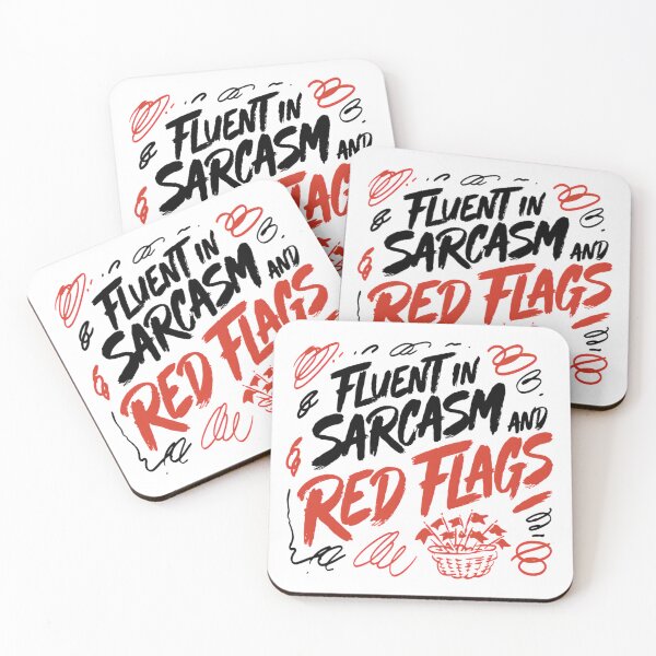 Item preview, Fluent In Sarcasm And Red Flags Typography designed and sold by IslandTyped.