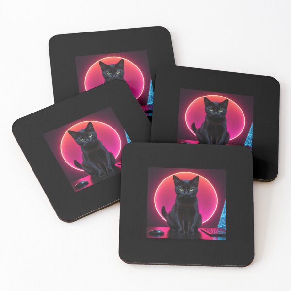 Item preview, Funny neon programmer cat meme design designed and sold by PixelClaw.
