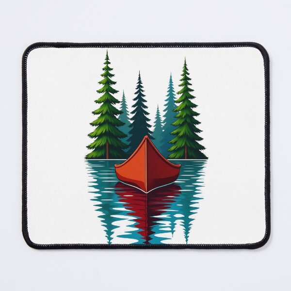 Item preview, Canadian Lake Life – Red Canoe and Pine Forest – Classic Cottage Core Art designed and sold by kanjxtan.