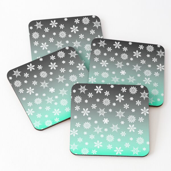 Item preview, Snow Flurries – Black Grey Turquoise Ombre Snowflake Pattern designed and sold by Lainey1978.