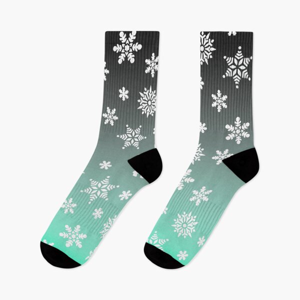 Item preview, Snow Flurries – Black Grey Turquoise Ombre Snowflake Pattern designed and sold by Lainey1978.