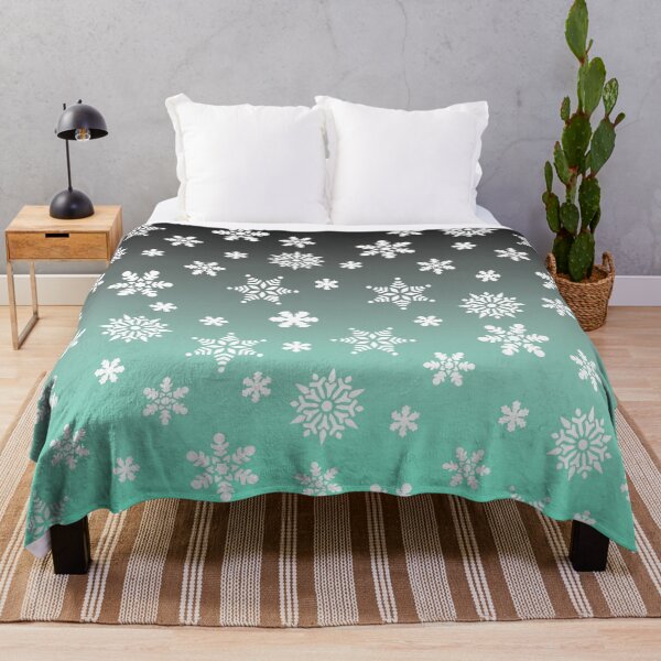 Item preview, Snow Flurries – Black Grey Turquoise Ombre Snowflake Pattern designed and sold by Lainey1978.