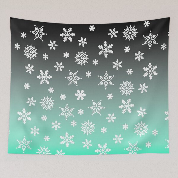 Item preview, Snow Flurries – Black Grey Turquoise Ombre Snowflake Pattern designed and sold by Lainey1978.