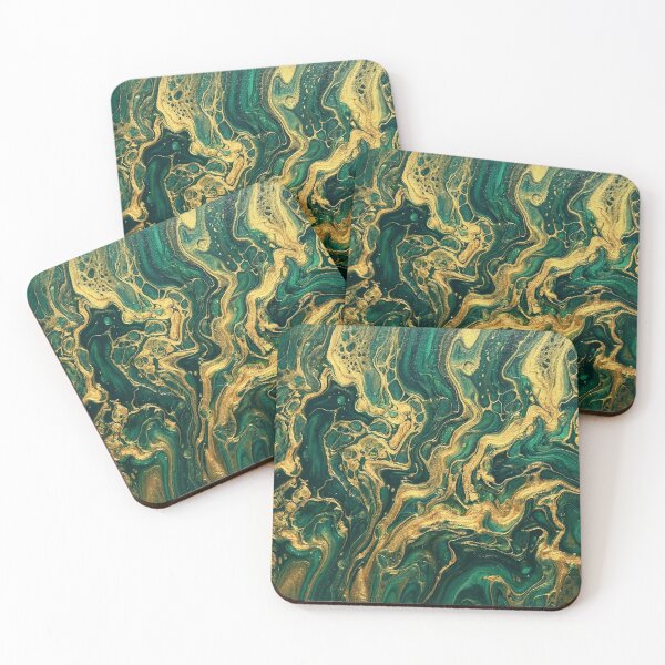 Item preview, Emerald Green and Gold Fluid Art Print - Luxury Abstract Pour Painting - Modern Glam Wall Decor Gift designed and sold by Camwal.