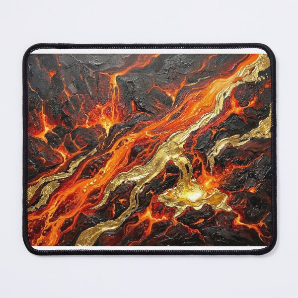 Item preview, Molten Lava and Gold Abstract Art - Fiery Volcanic Wall Decor - Dramatic Red Orange Canvas Print Gift designed and sold by Camwal.