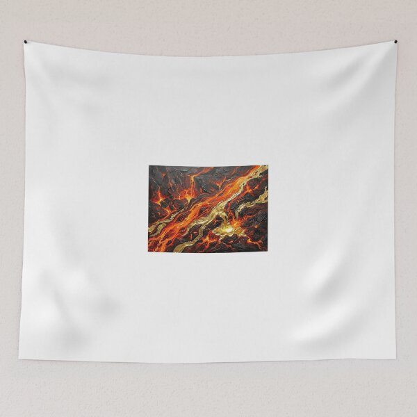 Item preview, Molten Lava and Gold Abstract Art - Fiery Volcanic Wall Decor - Dramatic Red Orange Canvas Print Gift designed and sold by Camwal.