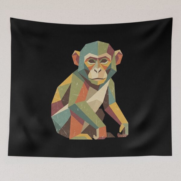 Item preview, Vintage Geometric Monkey – Low Poly Monkey Sticker for Retro Art Lovers designed and sold by bsbd-action.
