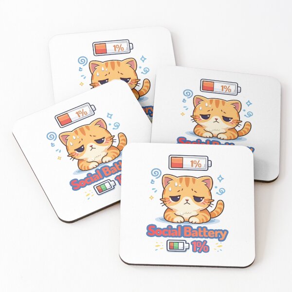 Item preview, Social Battery 1% ?? | Funny Introvert Cat & Low Energy Mood designed and sold by Kawaii Cosmos Cats.