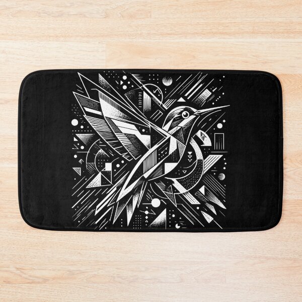 Item preview, Geometric Hummingbird in Motion – Abstract Black & White Line Art designed and sold by PrimitiveTees.