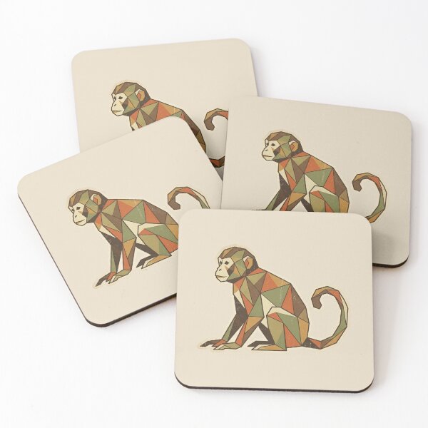 Item preview, Geometric Long-Tailed Monkey – Sticker with White Border for Interior Decoration designed and sold by bsbd-action.