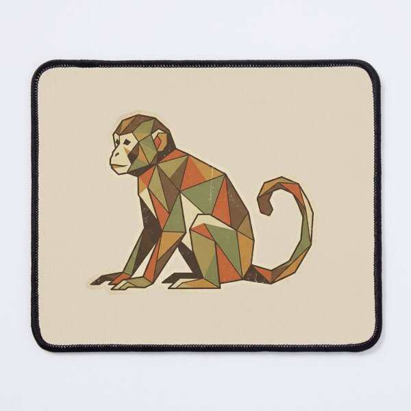 Item preview, Geometric Long-Tailed Monkey – Sticker with White Border for Interior Decoration designed and sold by bsbd-action.